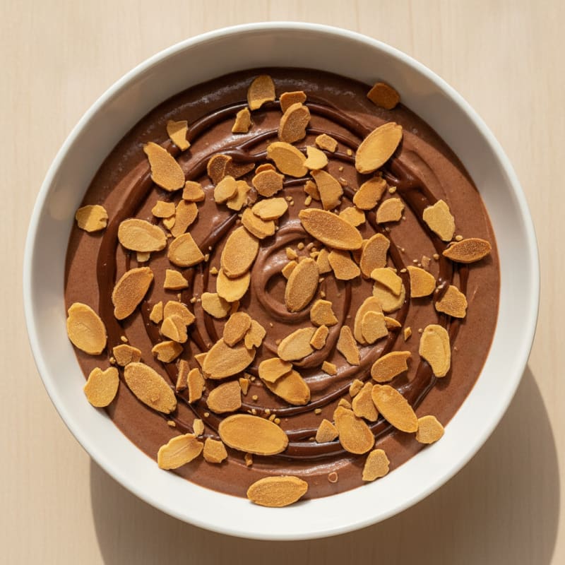 Silky Chocolate Protein Pudding with Almond Slices