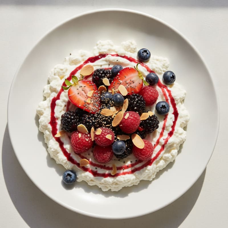 Greek Yogurt Protein Mousse with Mixed Berries