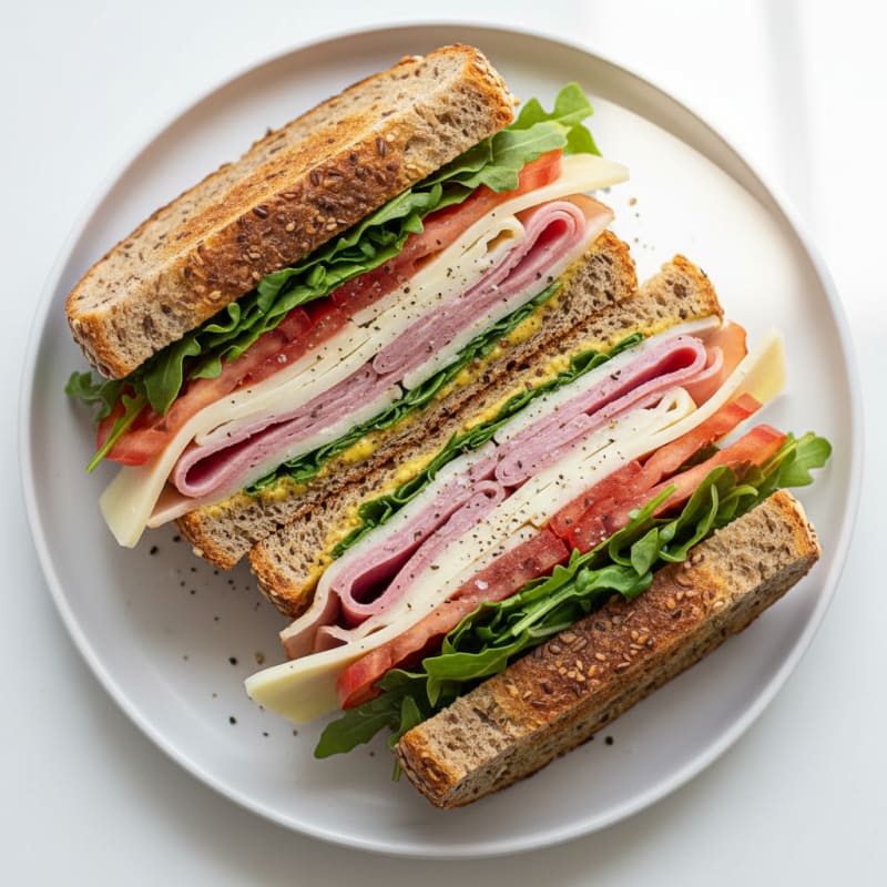 Sliced Ham and Cheddar Sandwiches