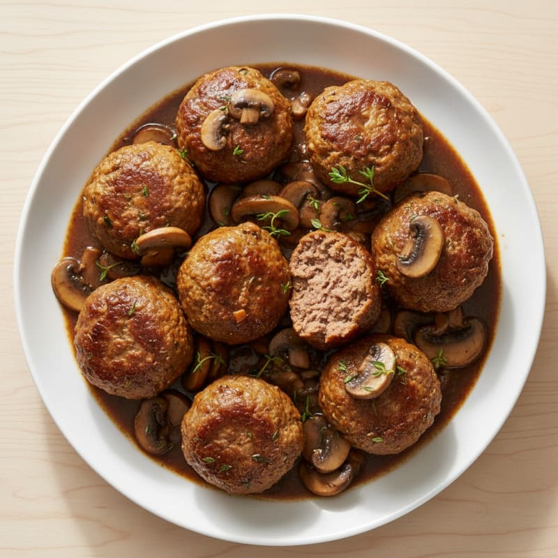 Savory Beef Meatballs with Mushroom Gravy