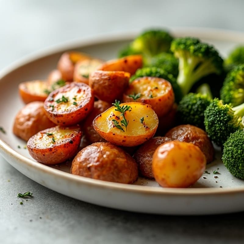 Crispy Herb-Roasted Red Potatoes with Chicken Sausage and Broccoli