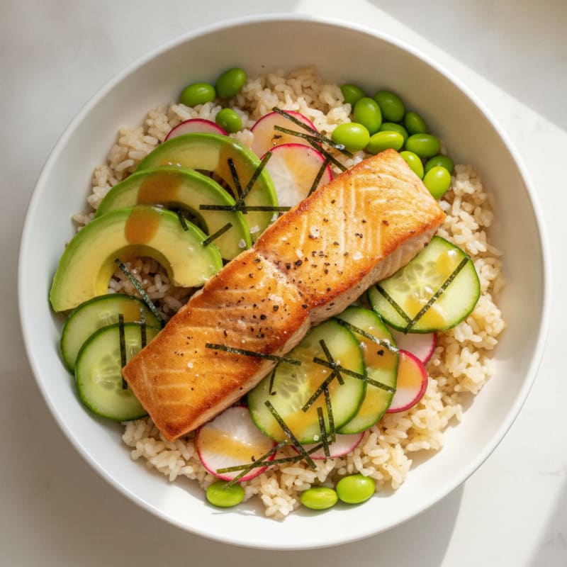 Salmon Avocado Sushi Rice Bowl