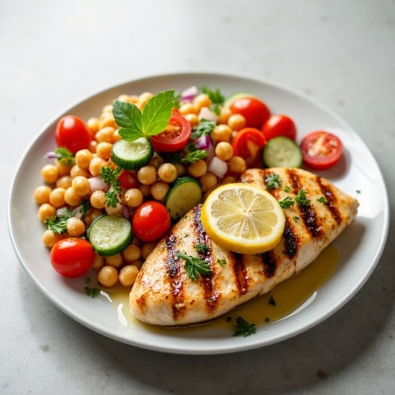 Grilled Lemon Chicken with Chickpea Salad