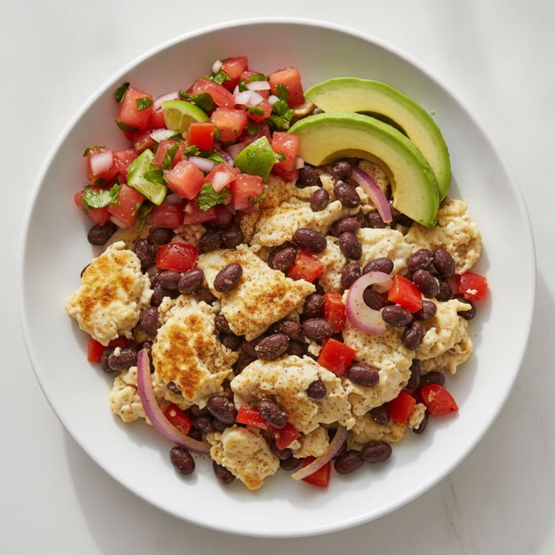 Egg White and Black Bean Scramble with Fresh Salsa