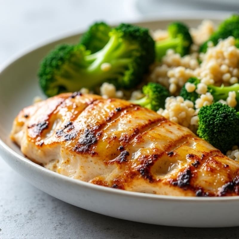 Grilled Chicken Breast with Quinoa and Steamed Broccoli