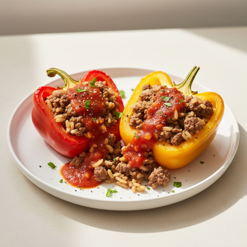 Beef and Rice Stuffed Bell Peppers
