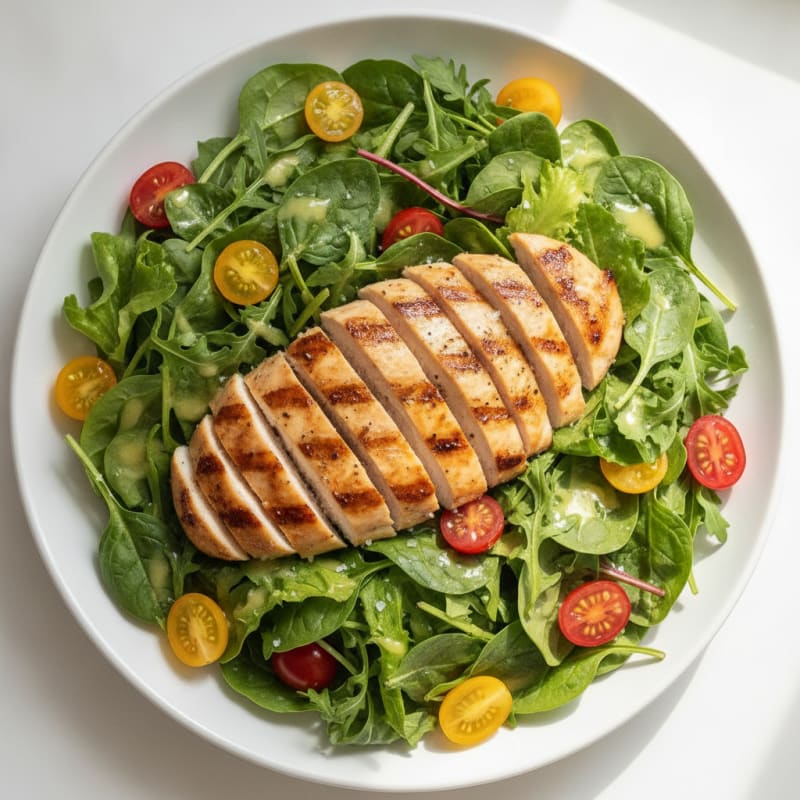 Grilled Chicken Salad with Mixed Greens and Cherry Tomatoes