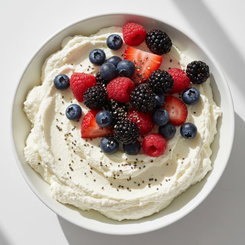 Creamy High-Protein Greek Yogurt Mousse with Mixed Berries