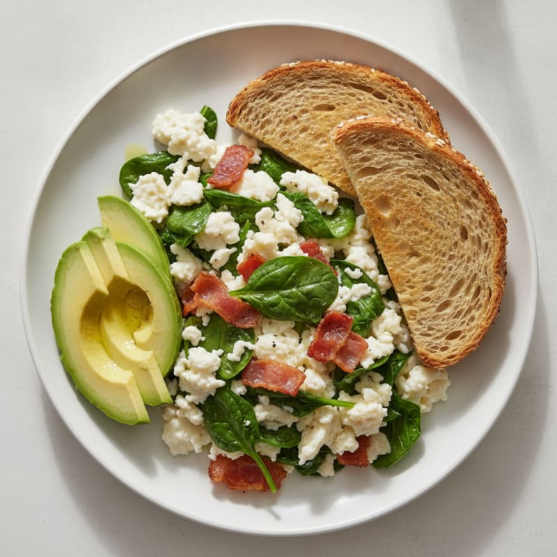 Egg White Scramble with Spinach and Turkey Bacon