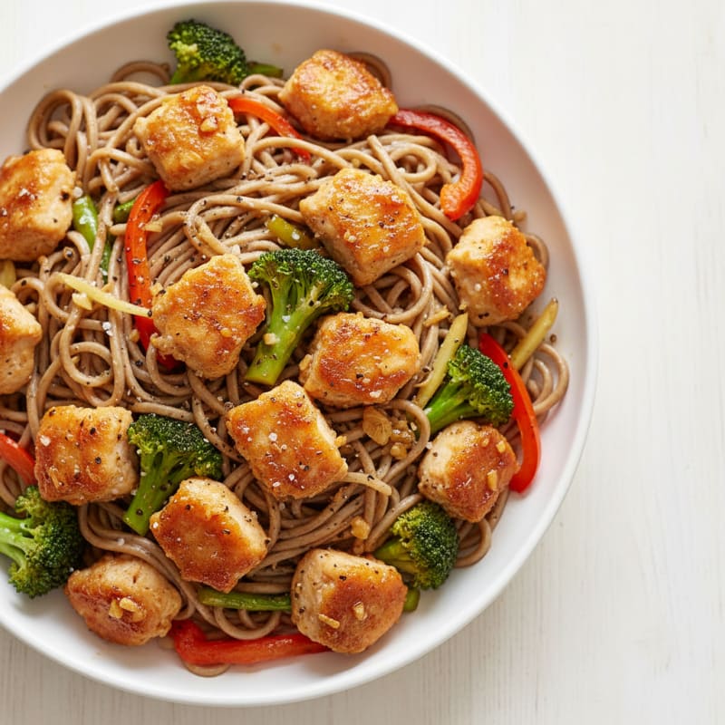 Crispy Honey-Garlic Chicken Stir-Fry with Noodles