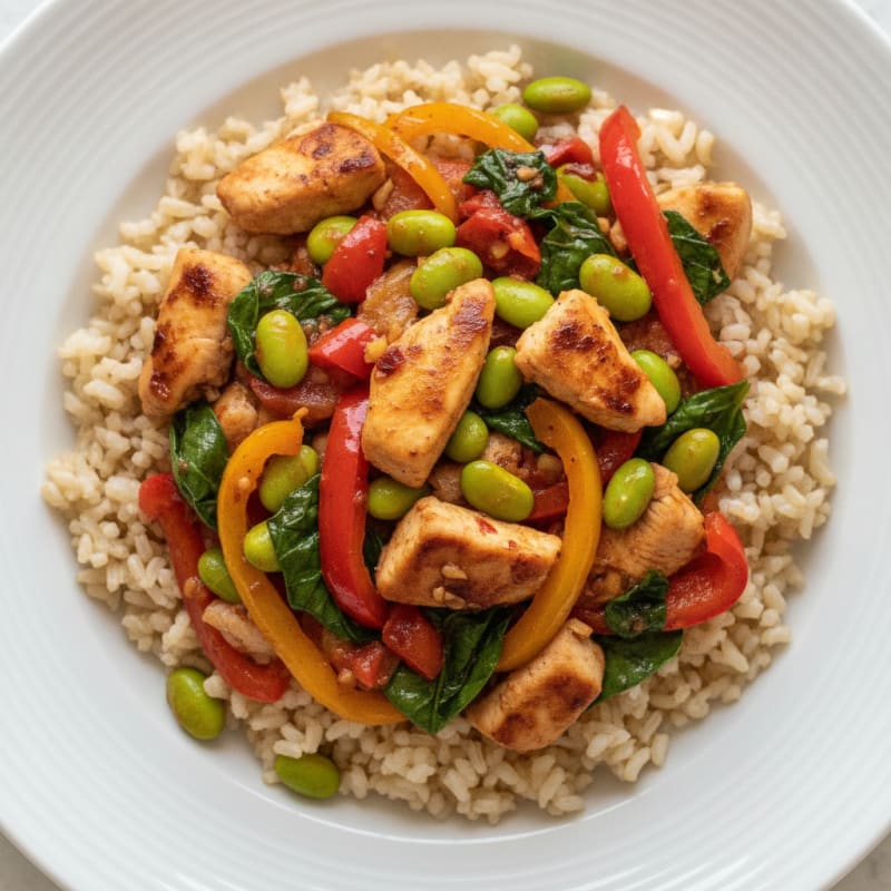 Spicy Edamame and Pepper Stir-Fry