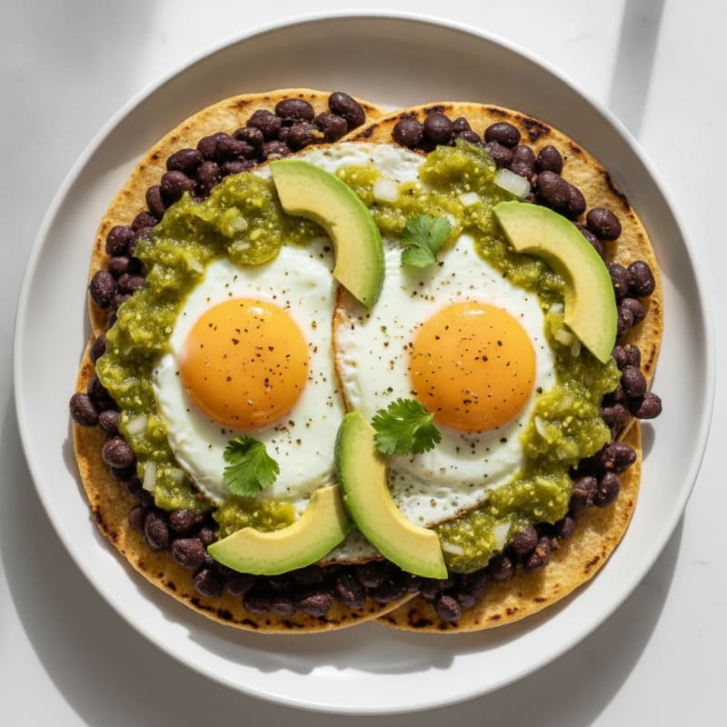 Huevos Rancheros con Frijoles Negros