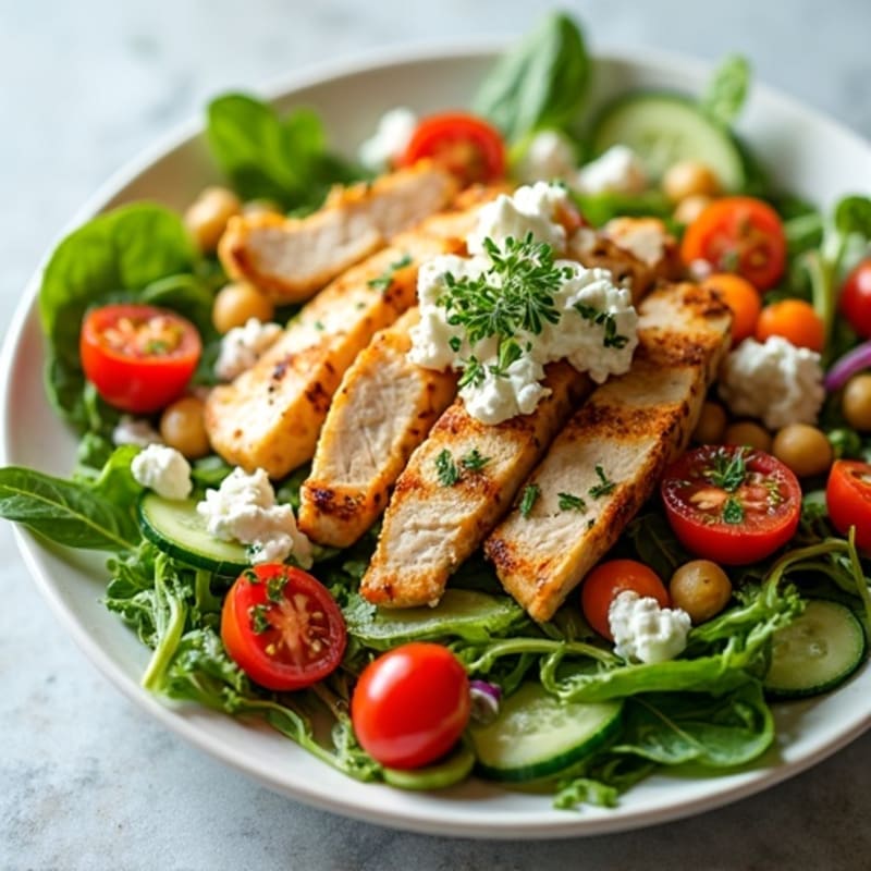 Crispy Fresh Vegetable and Feta Salad with Lemon Herb Dressing