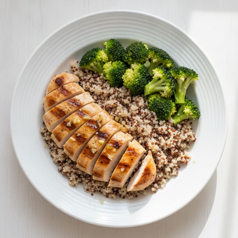 Grilled Chicken Breast with Quinoa and Steamed Broccoli