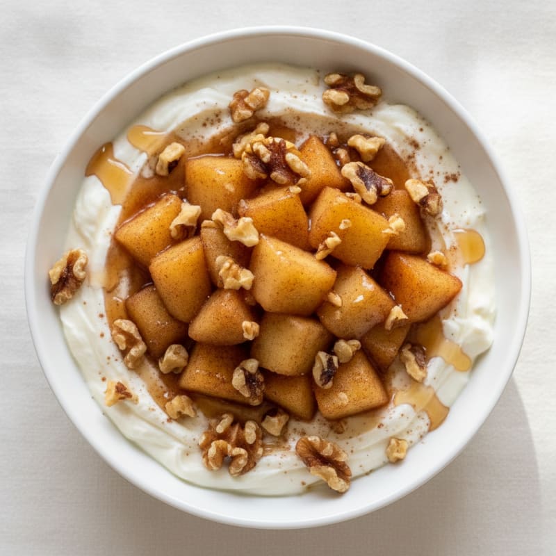 Protein Vanilla Greek Yogurt with Cinnamon Roasted Apples