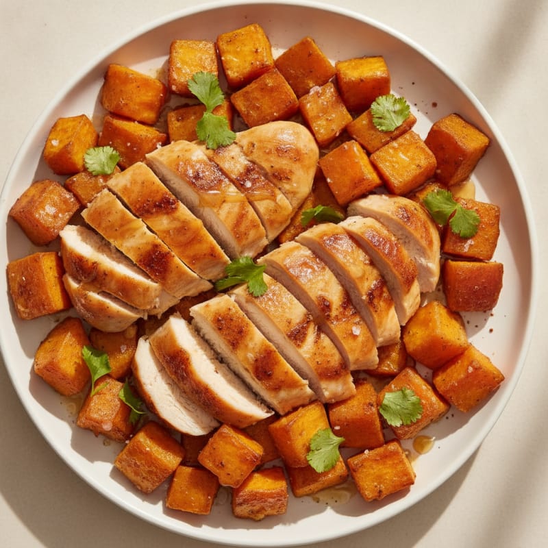 Roasted Sweet Potato and Chicken with Honey-Lime Glaze