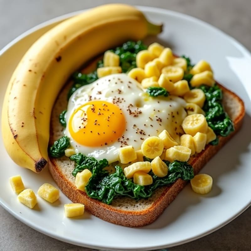 Egg White Scramble with Spinach, Cottage Cheese & Toast with Banana