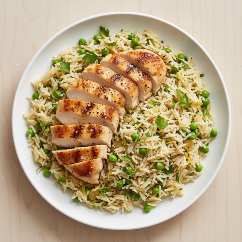 Zesty Lemon Herb Rice Pilaf with Seared Chicken