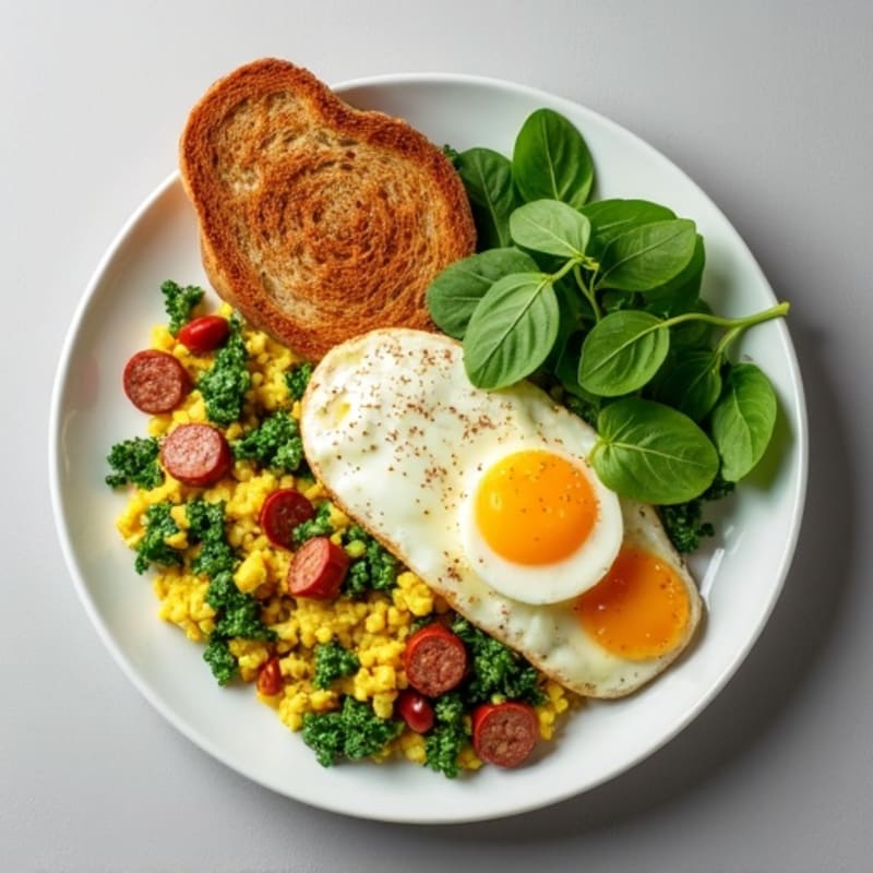 Egg White and Turkey Sausage Scramble with Spinach