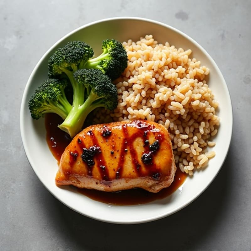 Pan-Seared Teriyaki Chicken with Roasted Broccoli and Brown Rice