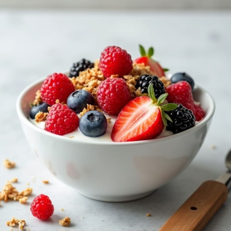 Creamy Greek Yogurt with Berries and Crunchy Granola
