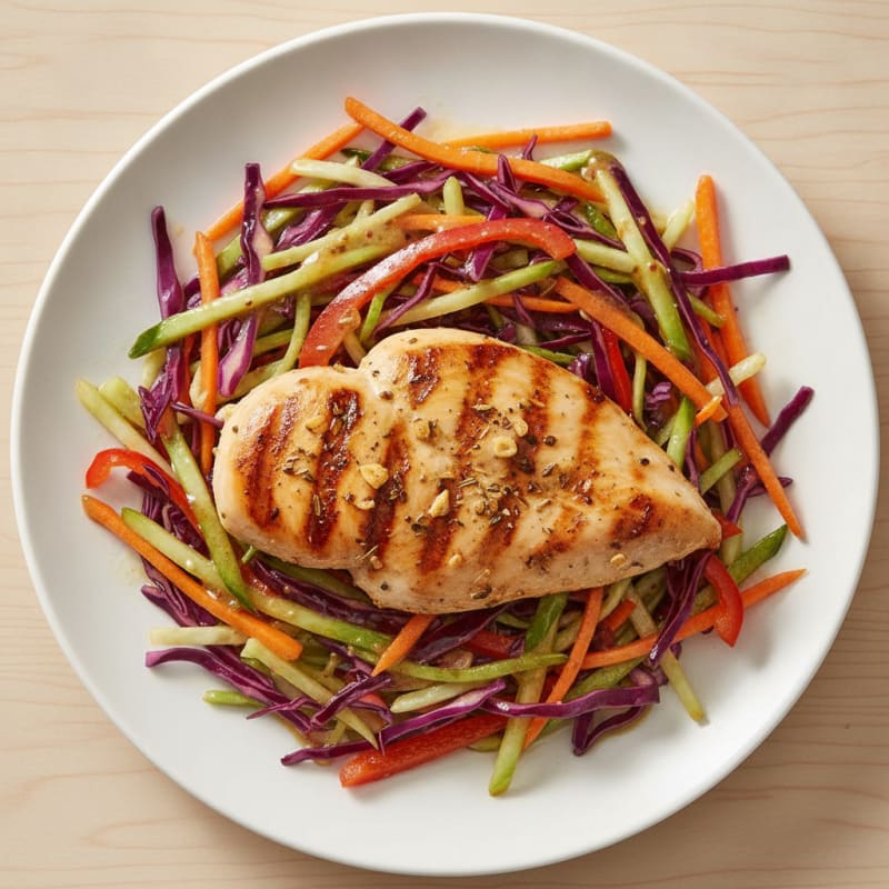 Grilled Chicken Breast with Crunchy Vegetable Slaw
