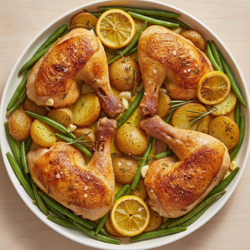 Roasted Chicken Legs with Lemon-Herb Potatoes