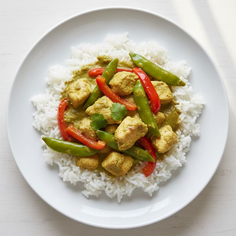 Green Curry Chicken with Coconut Rice