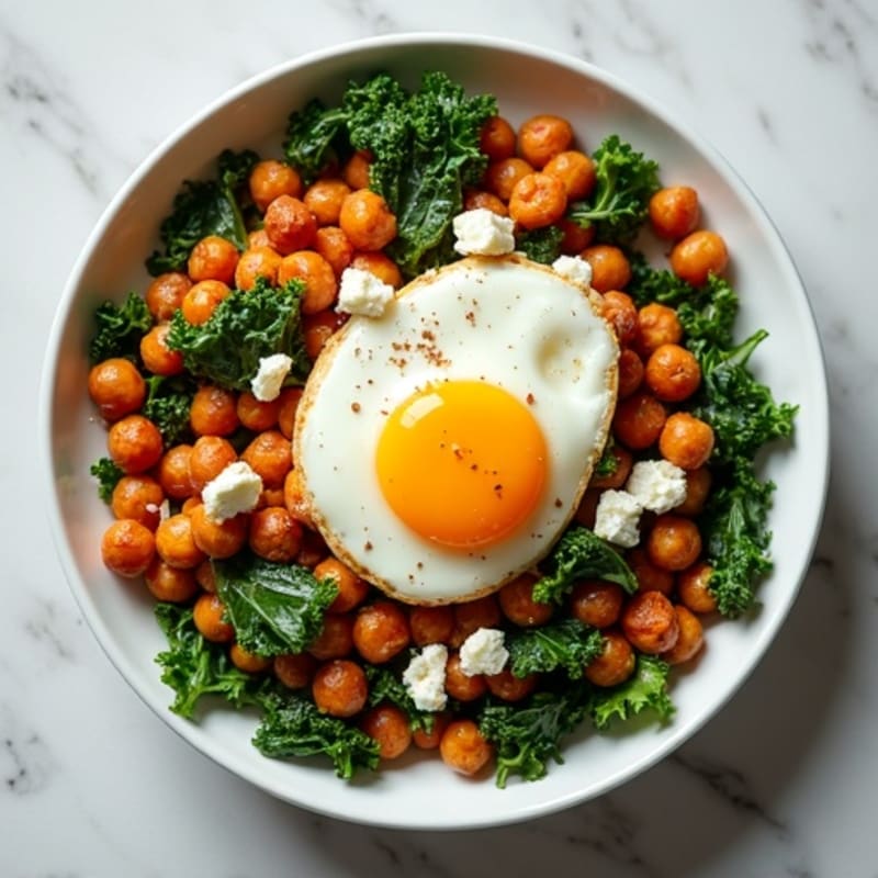 Smoky Roasted Sweet Potato and Chickpea Hash with Crispy Greens