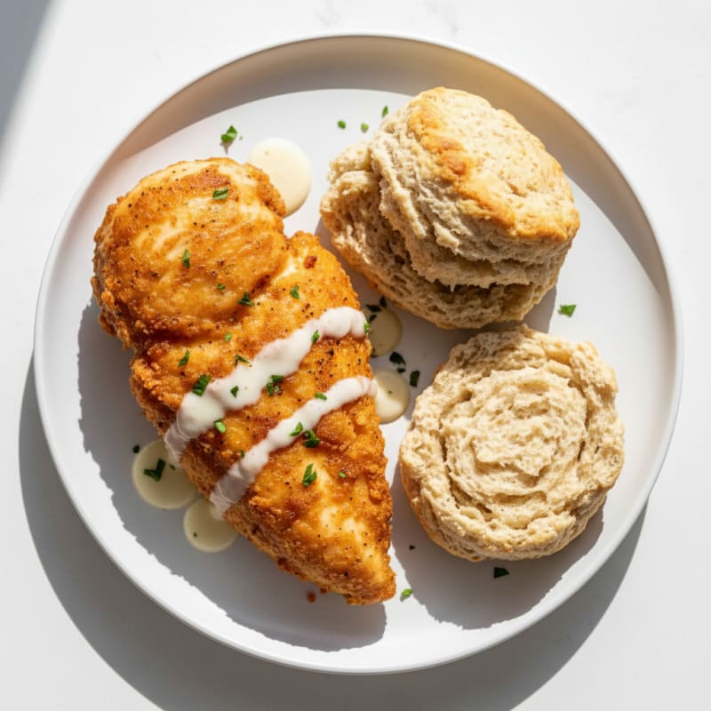 Crispy Buttermilk Fried Chicken with Fluffy Biscuits