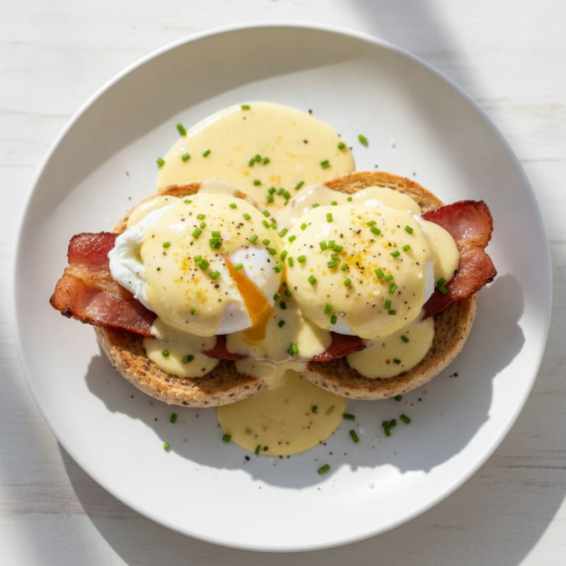 High-Protein Eggs Benedict with Greek Yogurt Hollandaise