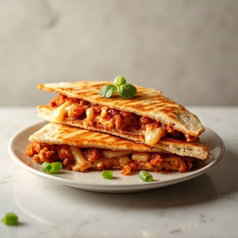 Crispy BBQ Chicken Quesadilla with Fresh Slaw