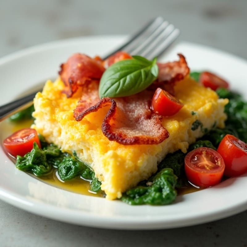 Cottage Cheese Scramble with Spinach and Turkey Bacon