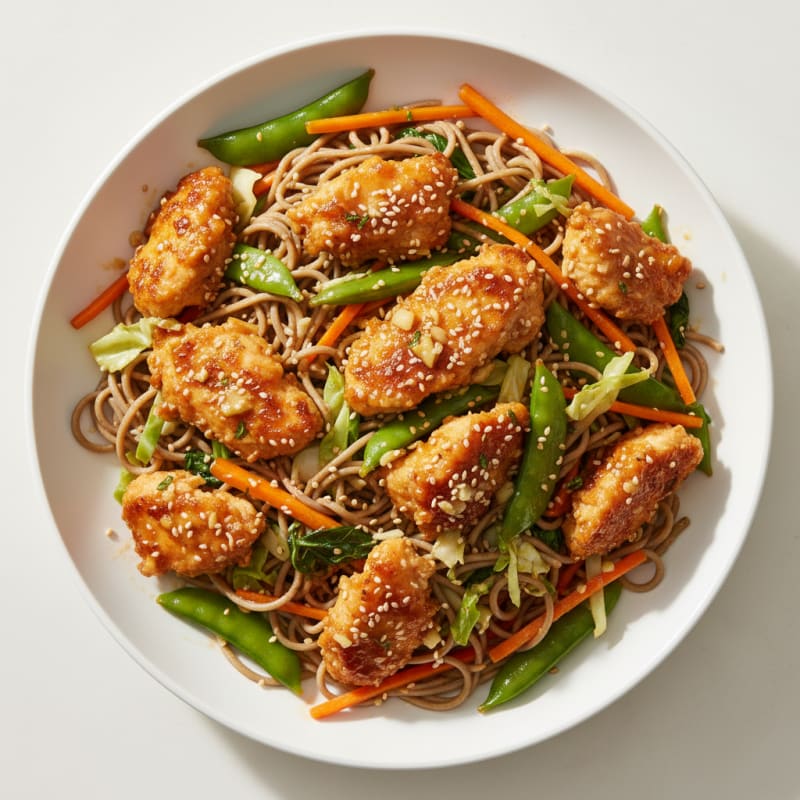 Crispy Sesame-Ginger Chicken Chow Mein