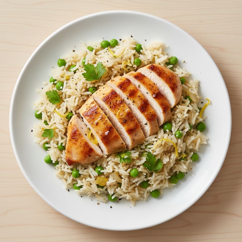 Zesty Lemon Herb Rice Pilaf with Seared Chicken