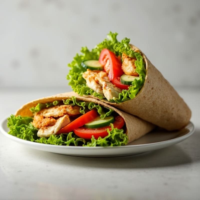 Grilled Chicken and Crispy Veggie Whole Wheat Wrap