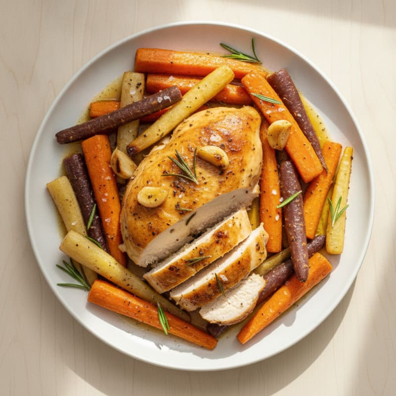 Rosemary Garlic Roasted Chicken with Root Vegetables