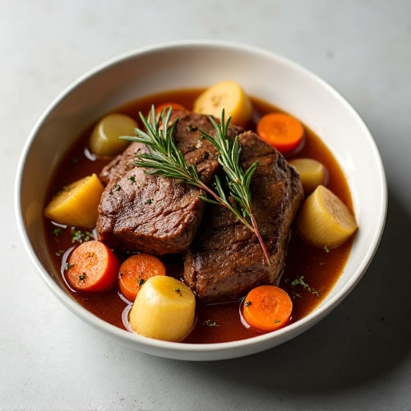 Garlic-Herb Braised Pot Roast with Root Vegetables