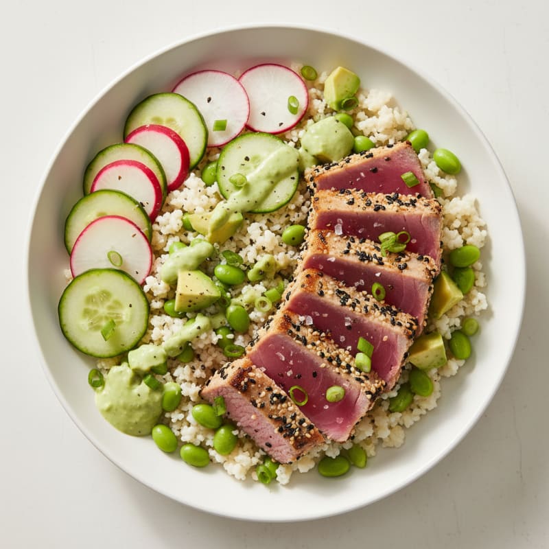 Pan-Seared Ahi Tuna with Zesty Wasabi Drizzle