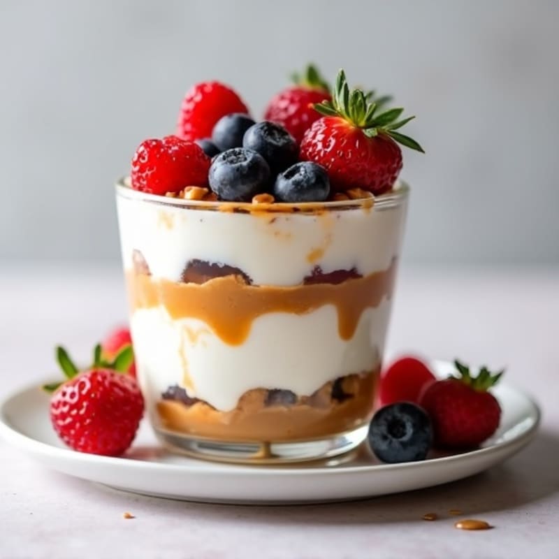 Greek Yogurt Protein Parfait with Almond Butter and Berries