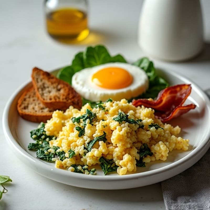 Egg White Scramble with Spinach and Turkey Bacon