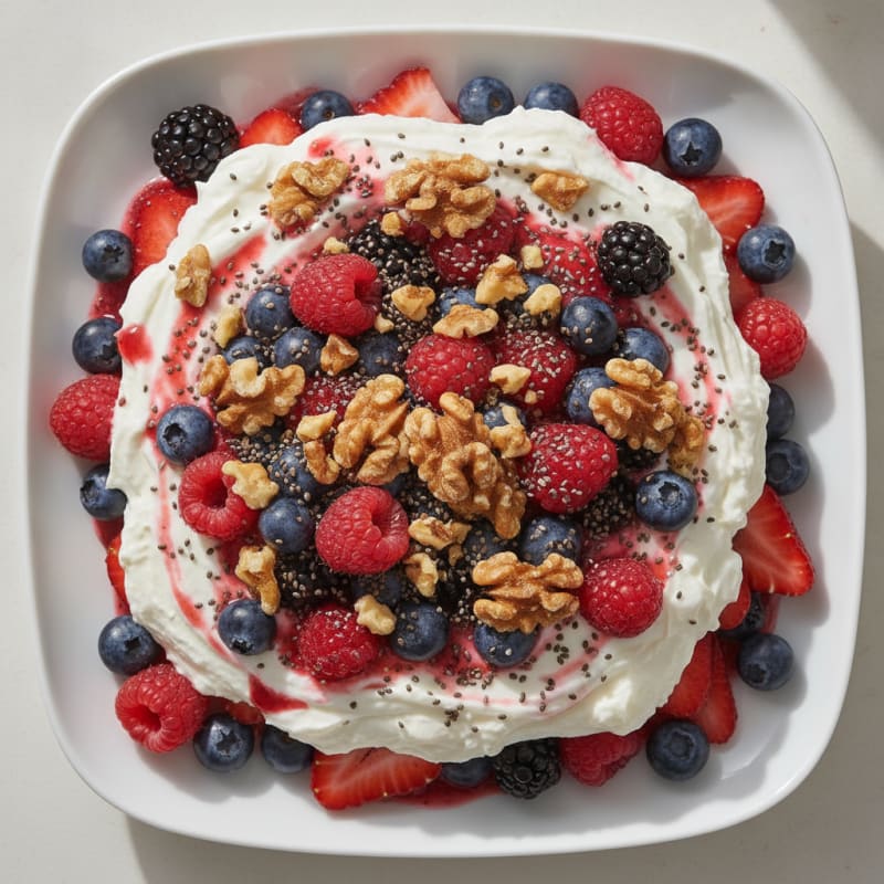 Silky Greek Yogurt Protein Parfait with Mixed Berries