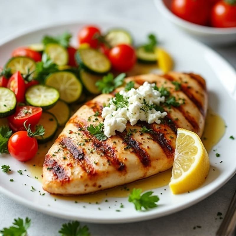 Lemon Herb Chicken with Fresh Feta and Crispy Veggies