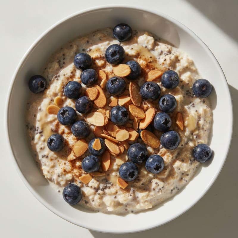 Blueberry Almond Protein Overnight Oats