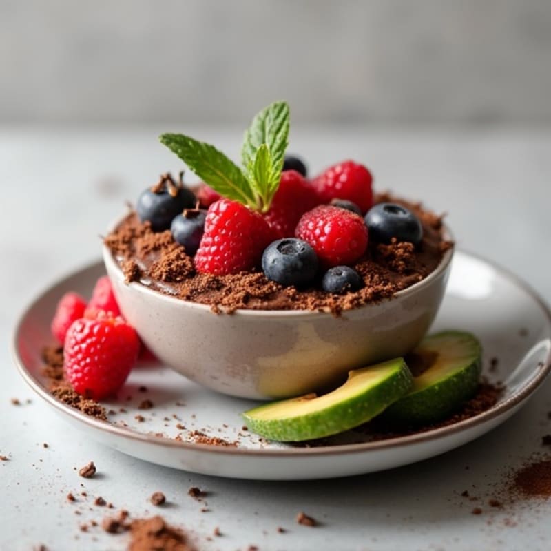 Silky Chocolate Protein Pudding with Chia and Mixed Berries