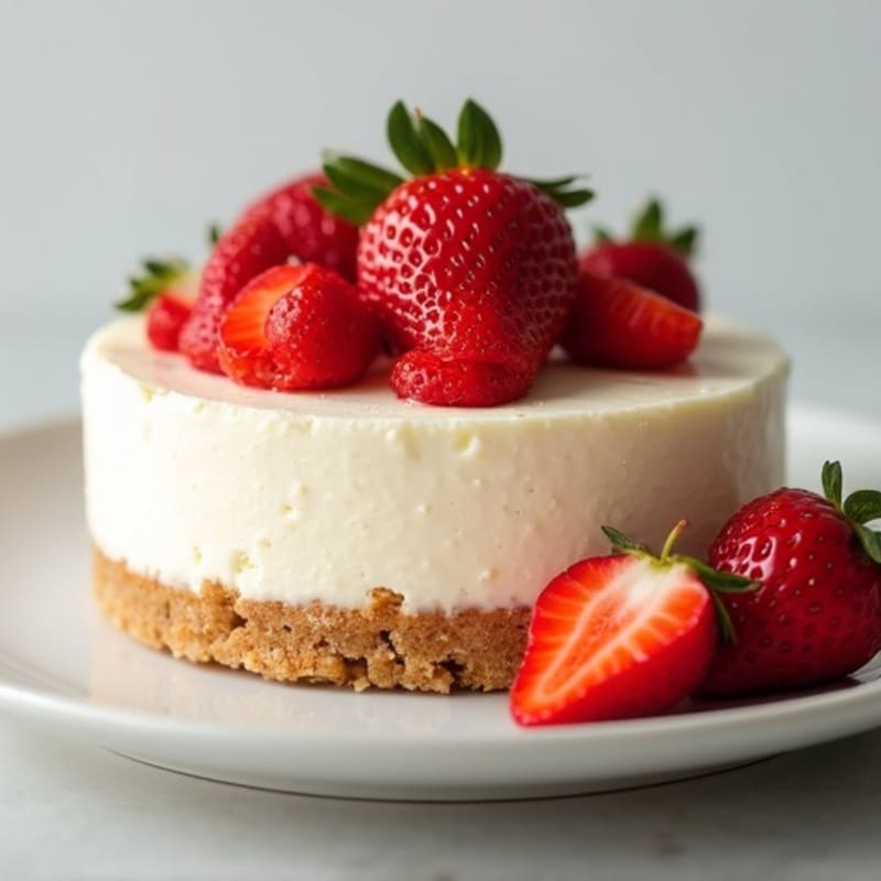 Greek Yogurt Protein Cheesecake with Fresh Strawberries
