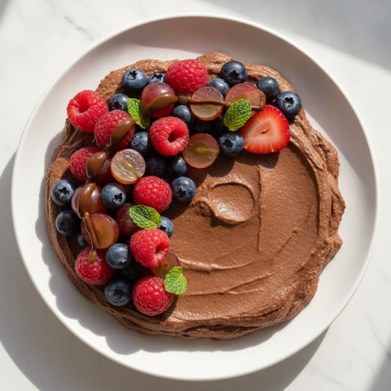 Creamy Chocolate Protein Pudding with Mixed Berries