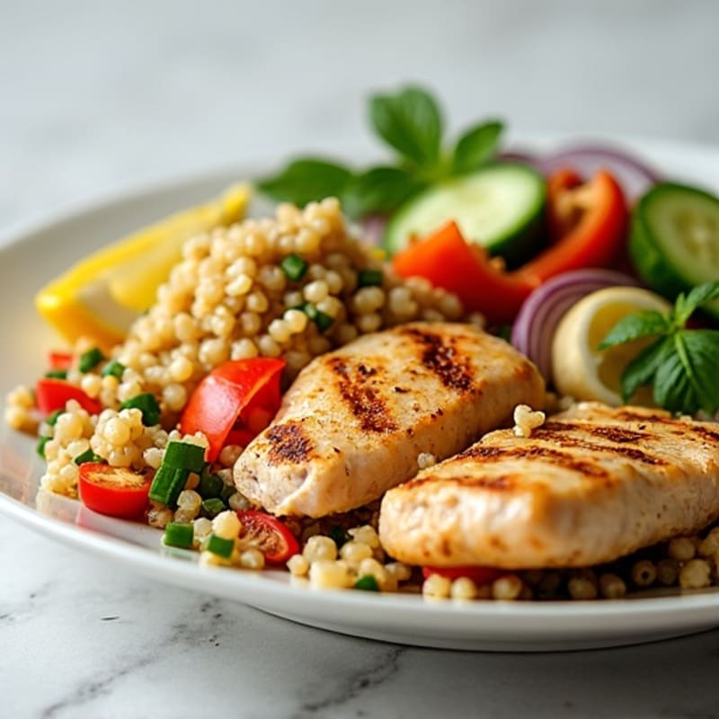 Grilled Chicken Breast with Crunchy Quinoa Salad