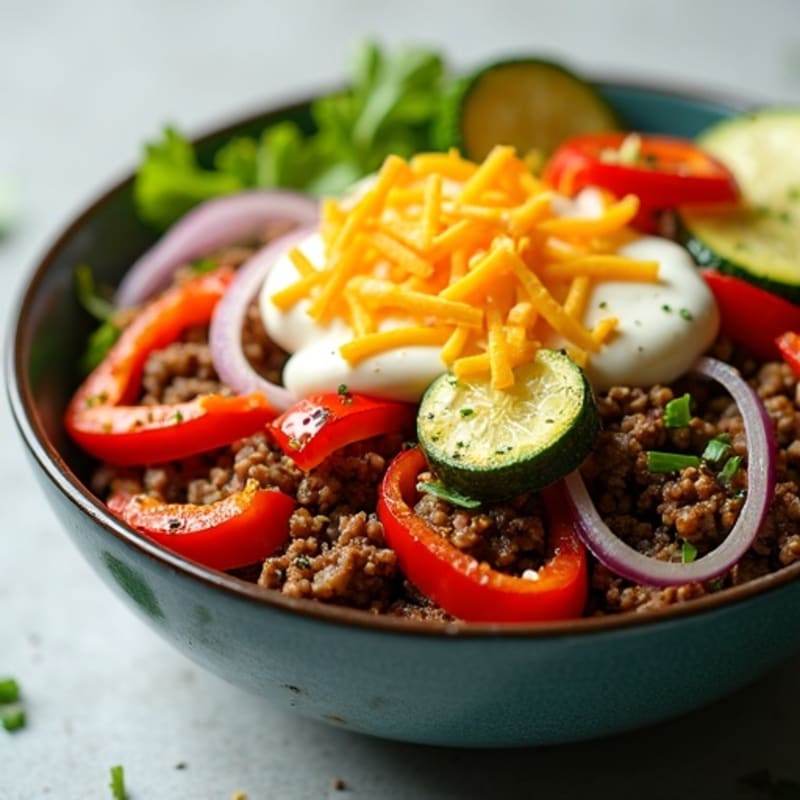 Lean Ground Beef Cheeseburger Bowl with Crispy Veggies and Special Sauce