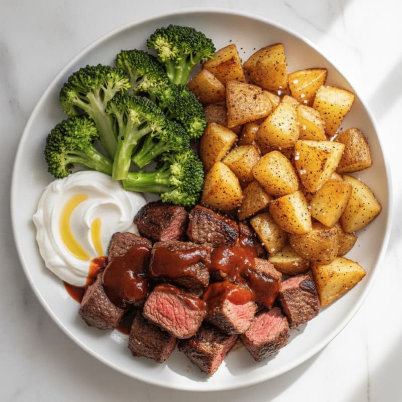 BBQ Steak Tips with Roasted Potatoes